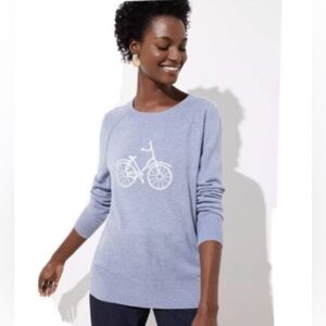 LOFT Embroidered Bicycle Baby Blue Sweater